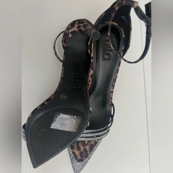 New INC International Concepts Women's Leopard Print Heels Rhinestone size10 - Picture 4 of 5